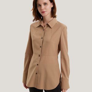 NWT Gentle Herd Wool-Blend Button-Up Shirt $149.00  S Small Beige